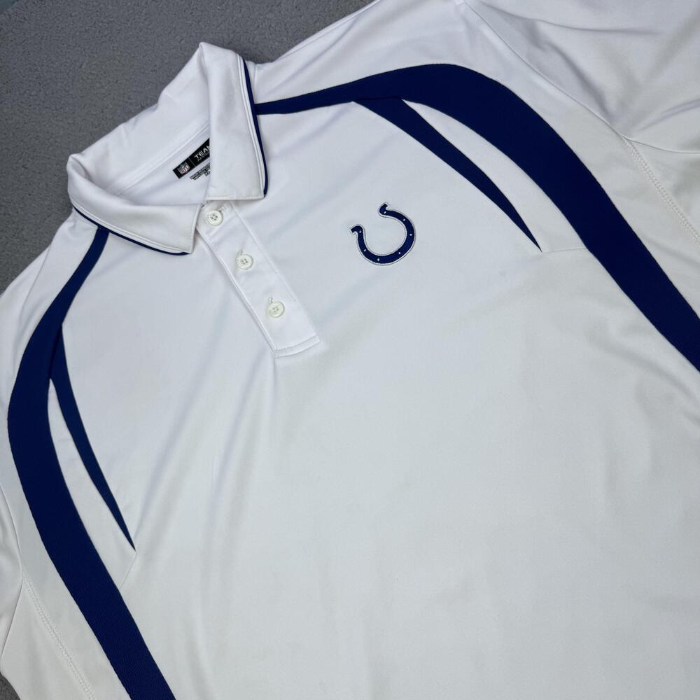 Indianapolis Colts Polo Shirt Mens XL White Blue NFL Football NFL Team Apparel